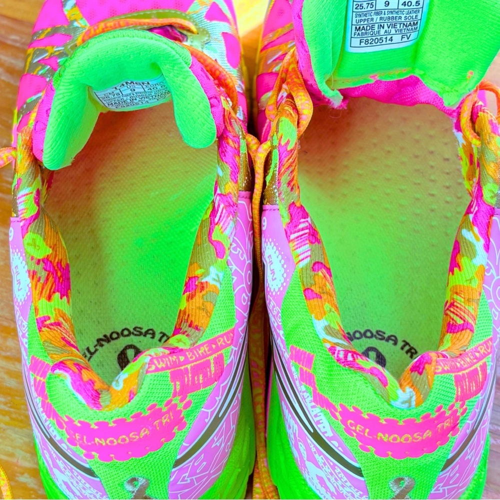 Asics Women's Neon Pink Yellow Green Running Shoes - Picture 12 of 16